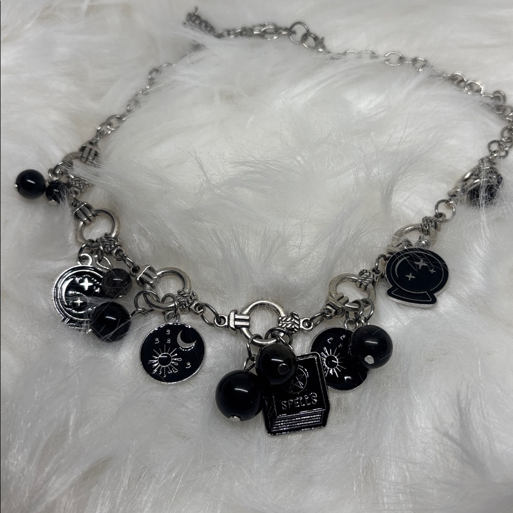 Handmade Witchy Genuine Black Obsidian Charm Necklace witchy luxe dark romantic